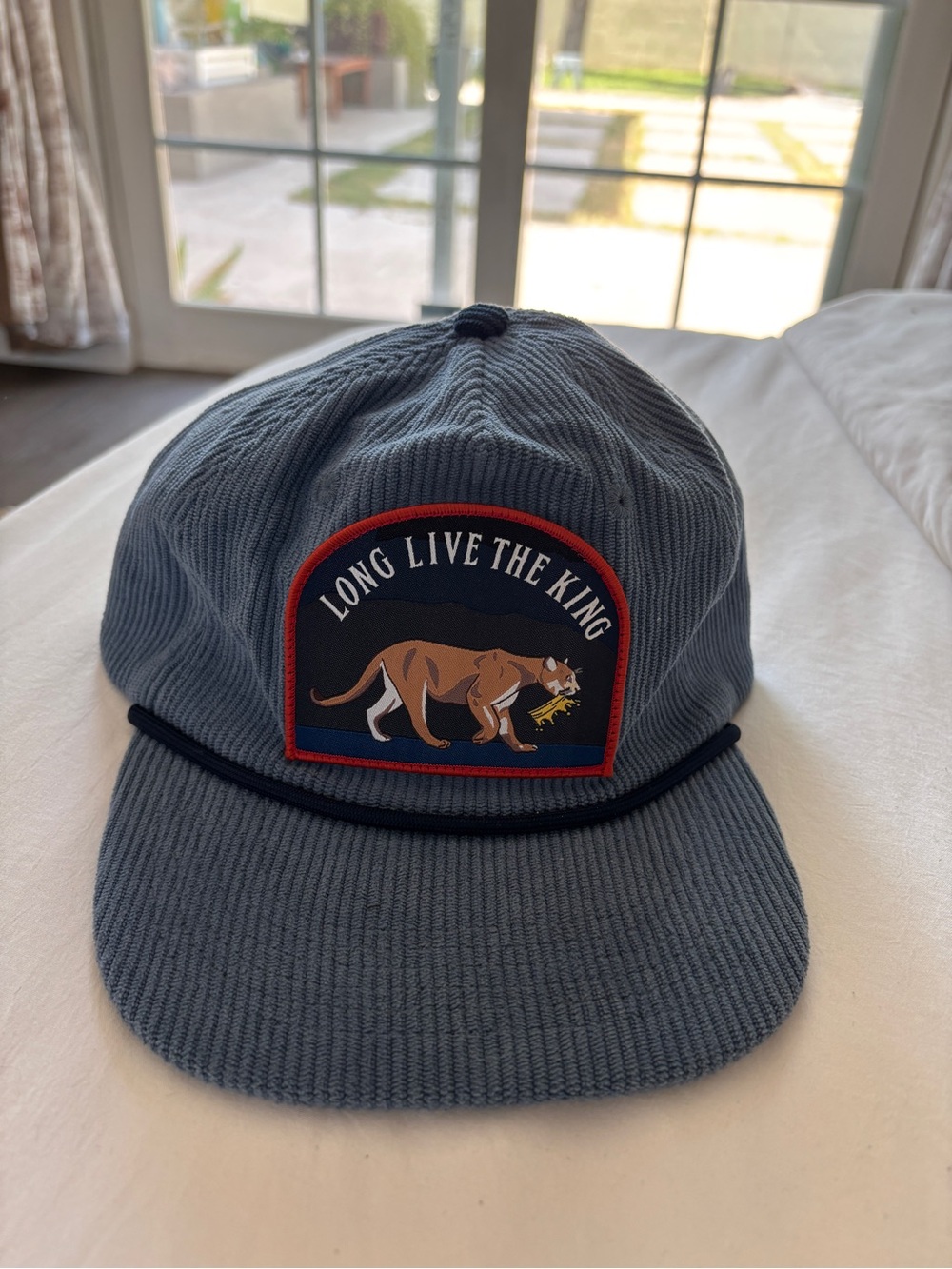 Blue Corduroy Patch Cap - "Long Live The King"